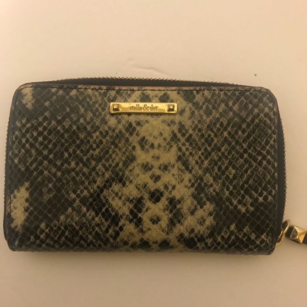 Stella & Dot snakeskin zip around wallet